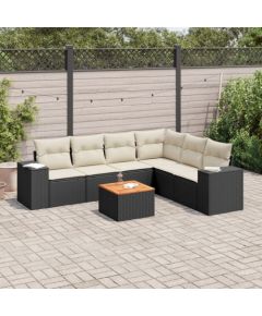 vidaXL 7-częściowy zestaw wypoczynkowy do ogrodu, z poduszkami, czarny Dārza mēbeļu komplekti