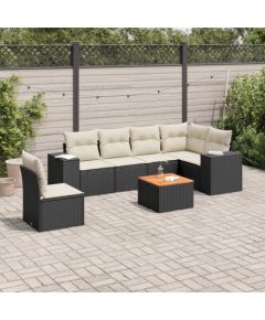 vidaXL 7-częściowy zestaw wypoczynkowy do ogrodu, z poduszkami, czarny Dārza mēbeļu komplekti