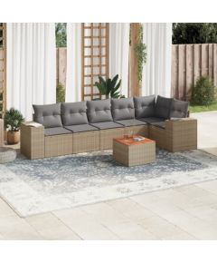 vidaXL 7-częściowy zestaw wypoczynkowy do ogrodu, z poduszkami, beżowy Dārza mēbeļu komplekti