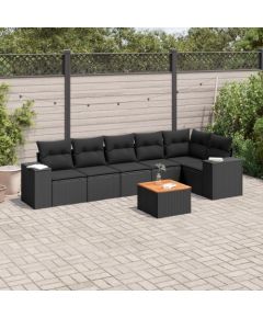 vidaXL 7-częściowy zestaw wypoczynkowy do ogrodu, z poduszkami, czarny Dārza mēbeļu komplekti