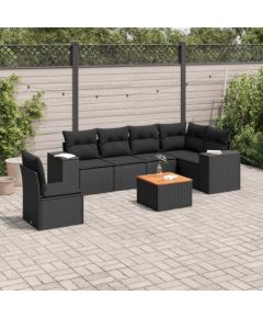 vidaXL 7-częściowy zestaw wypoczynkowy do ogrodu, z poduszkami, czarny Dārza mēbeļu komplekti