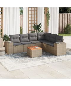 vidaXL 7-częściowy zestaw wypoczynkowy do ogrodu, z poduszkami, beżowy Dārza mēbeļu komplekti