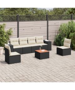 vidaXL 7-częściowy zestaw wypoczynkowy do ogrodu, z poduszkami, czarny Dārza mēbeļu komplekti