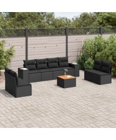 vidaXL 9-częściowy zestaw wypoczynkowy do ogrodu, z poduszkami, czarny Dārza mēbeļu komplekti