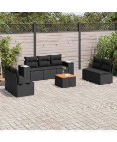 vidaXL 8-częściowy zestaw wypoczynkowy do ogrodu, z poduszkami, czarny Dārza mēbeļu komplekti