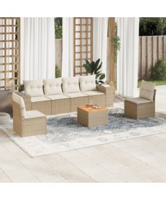 vidaXL 7-częściowy zestaw wypoczynkowy do ogrodu, z poduszkami, beżowy Dārza mēbeļu komplekti