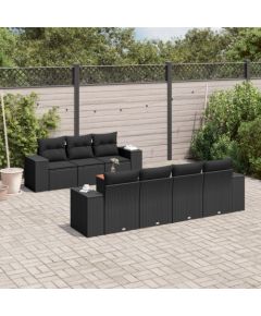 vidaXL 8-częściowy zestaw wypoczynkowy do ogrodu, z poduszkami, czarny Dārza mēbeļu komplekti