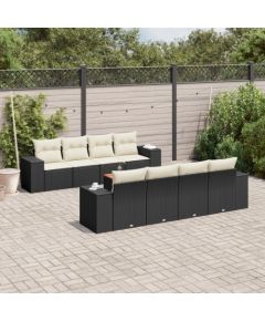 vidaXL 9-częściowy zestaw wypoczynkowy do ogrodu, z poduszkami, czarny Dārza mēbeļu komplekti