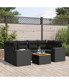 vidaXL 7-częsciowy zestaw wypoczynkowy do ogrodu, z poduszkami, czarny Dārza mēbeļu komplekti