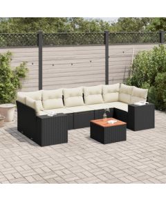 vidaXL 8-częściowy zestaw wypoczynkowy do ogrodu, z poduszkami, czarny Dārza mēbeļu komplekti