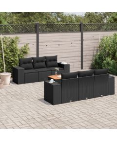 vidaXL 7-częściowy zestaw wypoczynkowy do ogrodu, z poduszkami, czarny Dārza mēbeļu komplekti