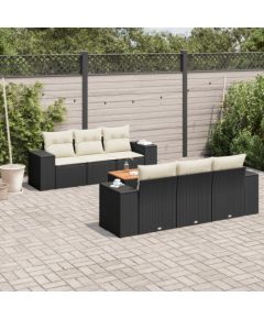 vidaXL 7-częściowy zestaw wypoczynkowy do ogrodu, z poduszkami, czarny Dārza mēbeļu komplekti