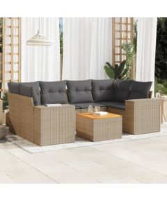 vidaXL 7-częsciowy zestaw wypoczynkowy do ogrodu, z poduszkami, beżowy Dārza mēbeļu komplekti