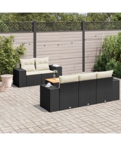 vidaXL 6-częściowy zestaw mebli ogrodowych z poduszkami, czarny polirattan Dārza mēbeļu komplekti