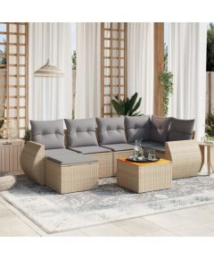 vidaXL 7-częściowy zestaw wypoczynkowy do ogrodu, z poduszkami, beżowy Dārza mēbeļu komplekti