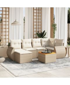 vidaXL 7-częściowy zestaw wypoczynkowy do ogrodu, z poduszkami, beżowy Dārza mēbeļu komplekti