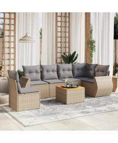 vidaXL 7-częściowy zestaw wypoczynkowy do ogrodu, z poduszkami, beżowy Dārza mēbeļu komplekti