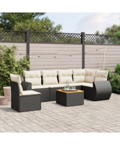 vidaXL 7-częściowy zestaw wypoczynkowy do ogrodu, z poduszkami, czarny Dārza mēbeļu komplekti