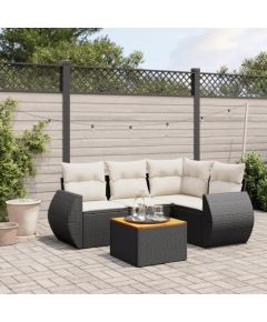 vidaXL 5-częściowy zestaw wypoczynkowy do ogrodu, poduszki, czarny rattan PE Dārza mēbeļu komplekti