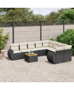 vidaXL 9-częsciowy zestaw wypoczynkowy do ogrodu, z poduszkami, czarny Dārza mēbeļu komplekti