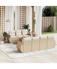 vidaXL 8-częsciowy zestaw mebli ogrodowych z poduszkami, beżowy, polirattan Dārza mēbeļu komplekti