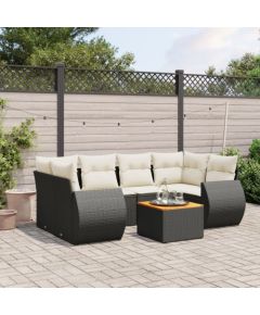 vidaXL 7-częsciowy zestaw wypoczynkowy do ogrodu, z poduszkami, czarny Dārza mēbeļu komplekti