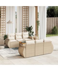 vidaXL 7-częsciowy zestaw wypoczynkowy do ogrodu, z poduszkami, beżowy Dārza mēbeļu komplekti