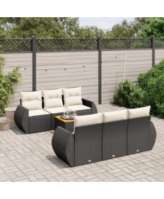 vidaXL 7-częsciowy zestaw wypoczynkowy do ogrodu, z poduszkami, czarny Dārza mēbeļu komplekti