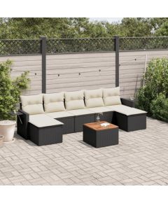 vidaXL 8-częściowy zestaw wypoczynkowy do ogrodu, z poduszkami, czarny Dārza mēbeļu komplekti