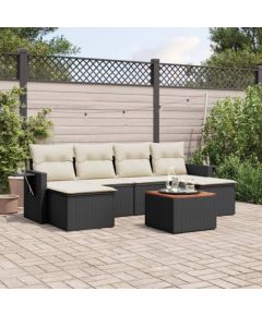 vidaXL 7-częściowy zestaw wypoczynkowy do ogrodu, z poduszkami, czarny Dārza mēbeļu komplekti