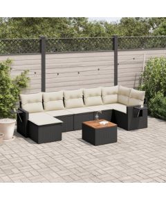 vidaXL 8-częściowy zestaw wypoczynkowy do ogrodu, z poduszkami, czarny Dārza mēbeļu komplekti