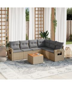 vidaXL 7-częściowy zestaw wypoczynkowy do ogrodu, z poduszkami, beżowy Dārza mēbeļu komplekti