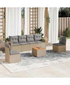 vidaXL 7-częściowy zestaw wypoczynkowy do ogrodu, z poduszkami, beżowy Dārza mēbeļu komplekti