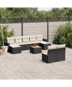 vidaXL 10-częsciowy zestaw wypoczynkowy do ogrodu, poduszki czarny rattan PE Dārza mēbeļu komplekti