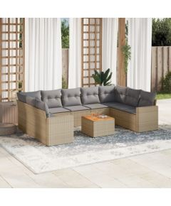 vidaXL 10-częsciowy zestaw mebli ogrodowych z poduszkami, beżowy, polirattan Dārza mēbeļu komplekti