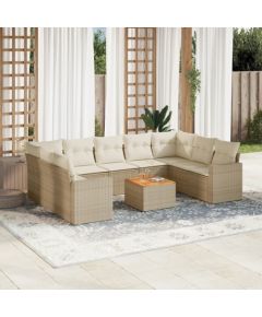 vidaXL 10-częsciowy zestaw mebli ogrodowych z poduszkami, beżowy, polirattan Dārza mēbeļu komplekti