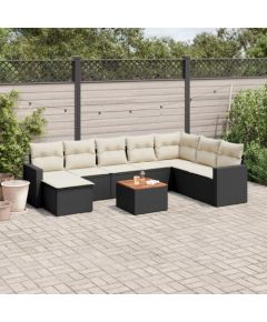 vidaXL 9-częsciowy zestaw wypoczynkowy do ogrodu, z poduszkami, czarny Dārza mēbeļu komplekti