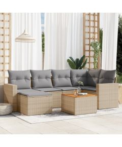 vidaXL 7-częsciowy zestaw wypoczynkowy do ogrodu, z poduszkami, beżowy Dārza mēbeļu komplekti