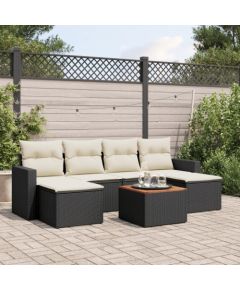 vidaXL 7-częściowy zestaw wypoczynkowy do ogrodu, z poduszkami, czarny Dārza mēbeļu komplekti