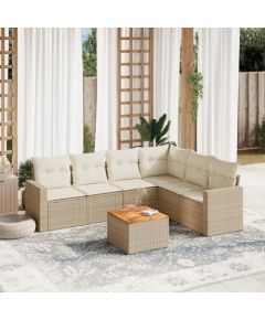 vidaXL 7-częściowy zestaw wypoczynkowy do ogrodu, z poduszkami, beżowy Dārza mēbeļu komplekti