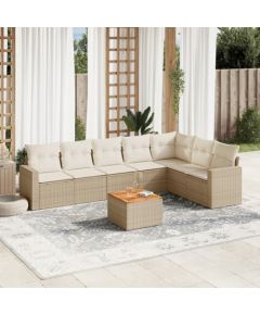 vidaXL 8-częściowy zestaw mebli ogrodowych z poduszkami, beżowy, polirattan Dārza mēbeļu komplekti