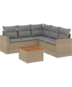 vidaXL 6-częściowy zestaw mebli ogrodowych z poduszkami, beżowy, polirattan Dārza mēbeļu komplekti