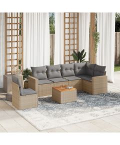 vidaXL 7-częściowy zestaw wypoczynkowy do ogrodu, z poduszkami, beżowy Dārza mēbeļu komplekti