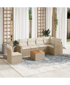 vidaXL 7-częściowy zestaw wypoczynkowy do ogrodu, z poduszkami, beżowy Dārza mēbeļu komplekti