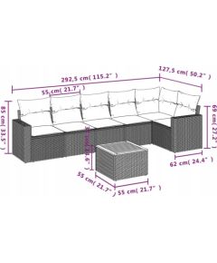 vidaXL 7-częściowy zestaw wypoczynkowy do ogrodu, z poduszkami, beżowy Dārza mēbeļu komplekti