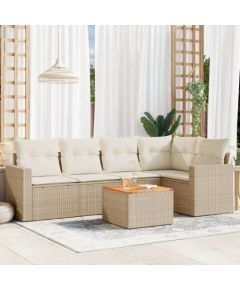 vidaXL 6-częsciowy zestaw mebli ogrodowych z poduszkami, beżowy, polirattan Dārza mēbeļu komplekti