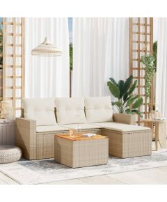 vidaXL 5-częsciowy zestaw mebli ogrodowych z poduszkami, beżowy, polirattan Dārza mēbeļu komplekti