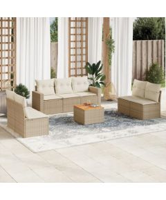 vidaXL 8-częściowy zestaw mebli ogrodowych z poduszkami, beżowy, polirattan Dārza mēbeļu komplekti