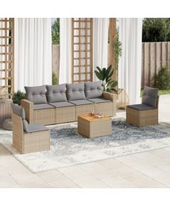 vidaXL 7-częściowy zestaw wypoczynkowy do ogrodu, z poduszkami, beżowy Dārza mēbeļu komplekti