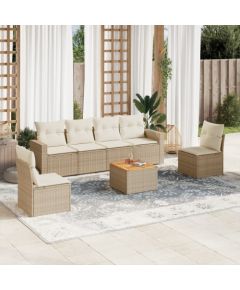 vidaXL 7-częściowy zestaw wypoczynkowy do ogrodu, z poduszkami, beżowy Dārza mēbeļu komplekti